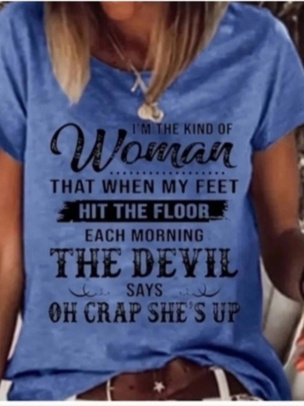 Women's Blue Graphic Tee - Never Worn